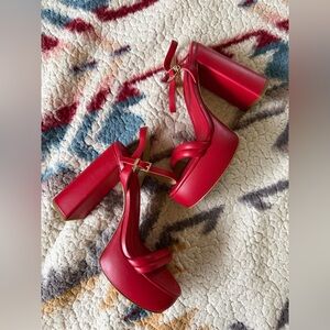 Micheal Kors Red Chunky Platform Heels